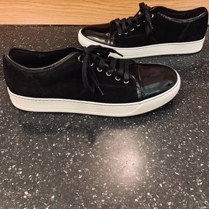 $590 LANVIN DBB1 SUEDE & PATENT LEATHER SNEAKERS
